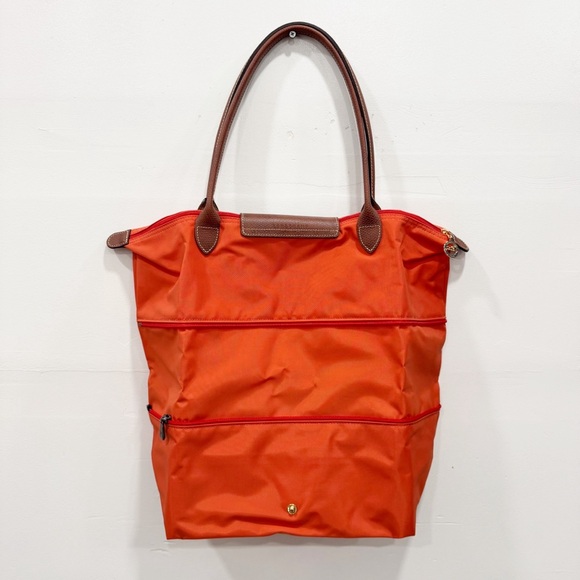 Longchamp Le Pliage Expandable Large Shoulder Tote Orange 11.75 x 7 x 15.75” - Picture 3 of 16
